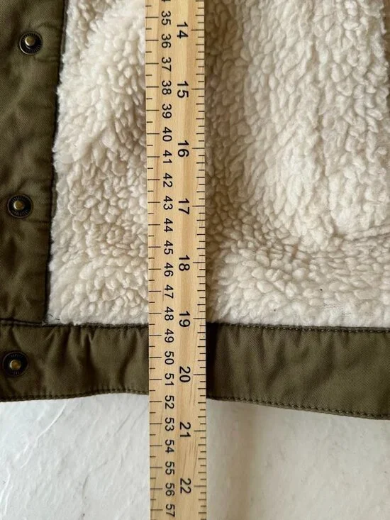 Madewell Sherpa Fleece Snap Jacket Womens Small Ivory Faux Shearling Coat - Picture 10 of 12